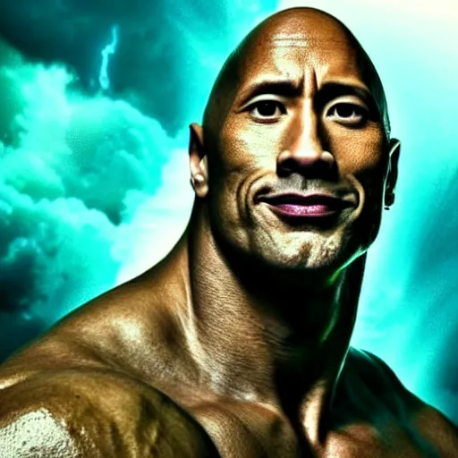 Image similar to dwayne the rock johnson but his head is replaced with an egg, dazzling lights, surreal, dramatic lighting, photorealistic, cinematic scene, super detailed, hyper realistic, bright lights