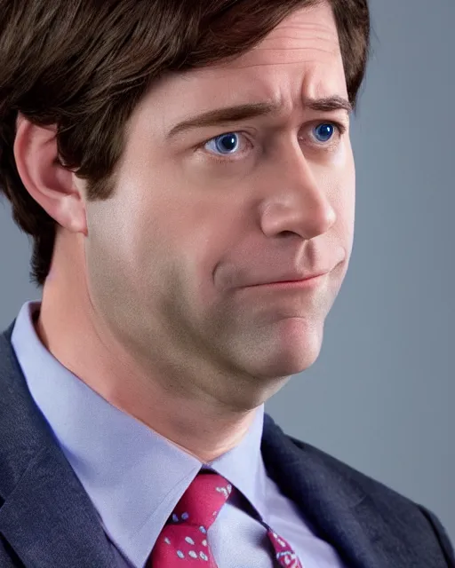 Image similar to jim halpert as a muppet. highly detailed felt. hyper real photo. 4 k.