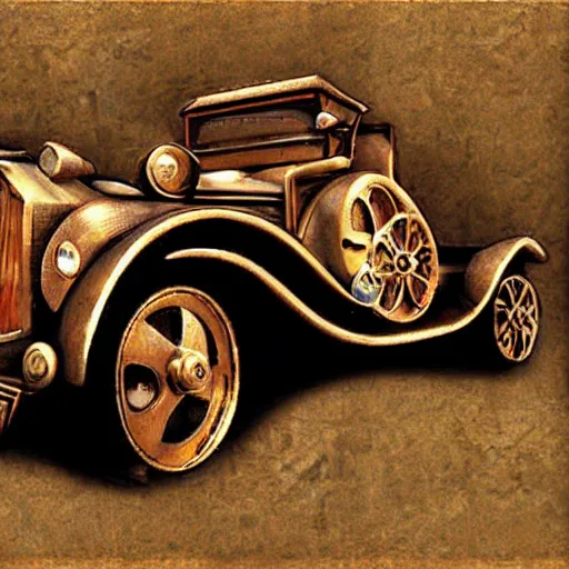 Prompt: car in the style of steampunk ((((((cubism