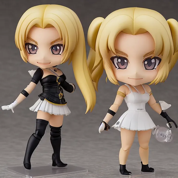 Prompt: Margot Robbie, An anime Nendoroid of Margot Robbie, figurine, detailed product photo