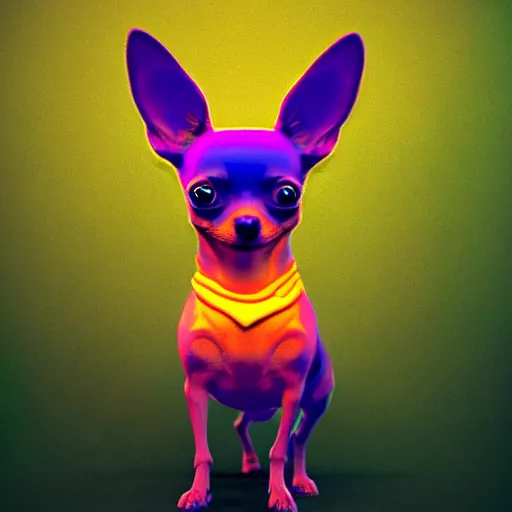 Image similar to a psychedelic chihuahua living in an extradimensional reality, in the style of wlop, illustration, epic, fantasy, hyper detailed, smooth, unreal engine, sharp focus, ray tracing, physically based rendering, renderman, beautiful