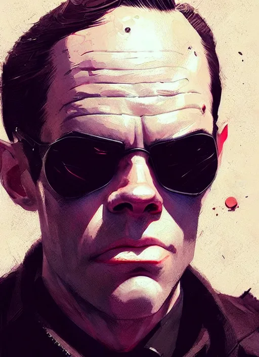 Prompt: highly detailed portrait of agent smith ( matrix ), epic, photographic realistic background, by atey ghailan, by greg rutkowski, by greg tocchini, by james gilleard, by joe fenton, by kaethe butcher, trending on instagram, award winning details