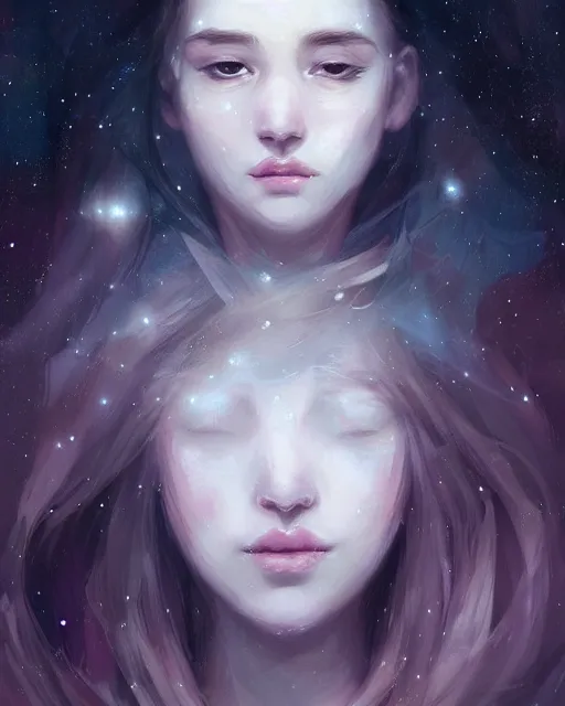 Image similar to beneath the stars, stargazer, portrait by wlop and loish, digital art