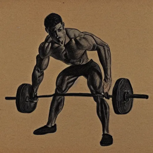 Image similar to drawing of a man doing barbell rows,