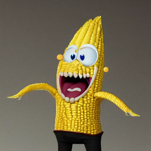 Prompt: a photoreal image of the character Doug from the tv show Doug as anthropomorphic corn.