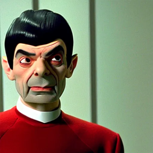 Image similar to Movie still of Mr. Bean as Spock from Star Trek