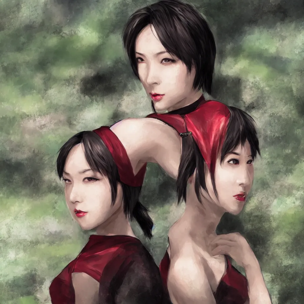 Prompt: ada wong, portrait, countryside background