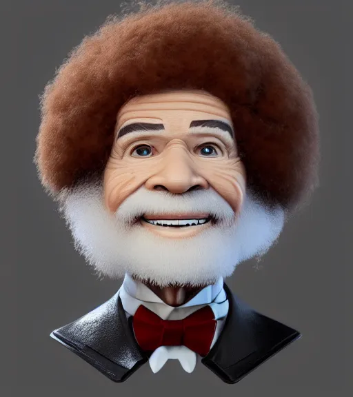 Image similar to Bob Ross is dressed in a maids outfit, hyperdetailed, artstation, cgsociety, 8k