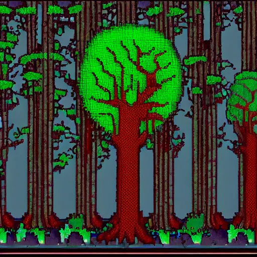 Image similar to pixel art of horror forest, # pixelart