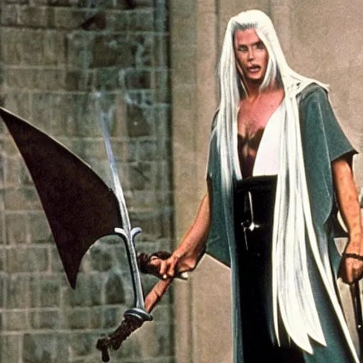 Prompt: Sephiroth as a guest character in Monty Python\'s Holy Grail