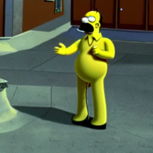 Image similar to A still from Homer Simpson starring in Twin Peaks (1990)