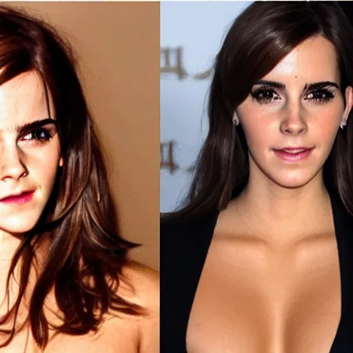 Image similar to a woman who is half emma watson half kim kardashian