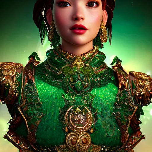 Image similar to portrait of wonderful princess of emerald with fair skin, glowing, ornate and intricate, jaw dropping, dynamic lighting, intricate and detailed, 4 k octane render