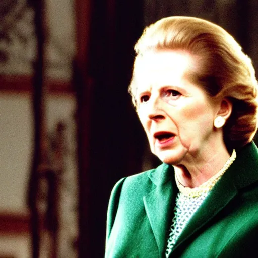 Image similar to A movie still of Margaret Thatcher in The Matrix