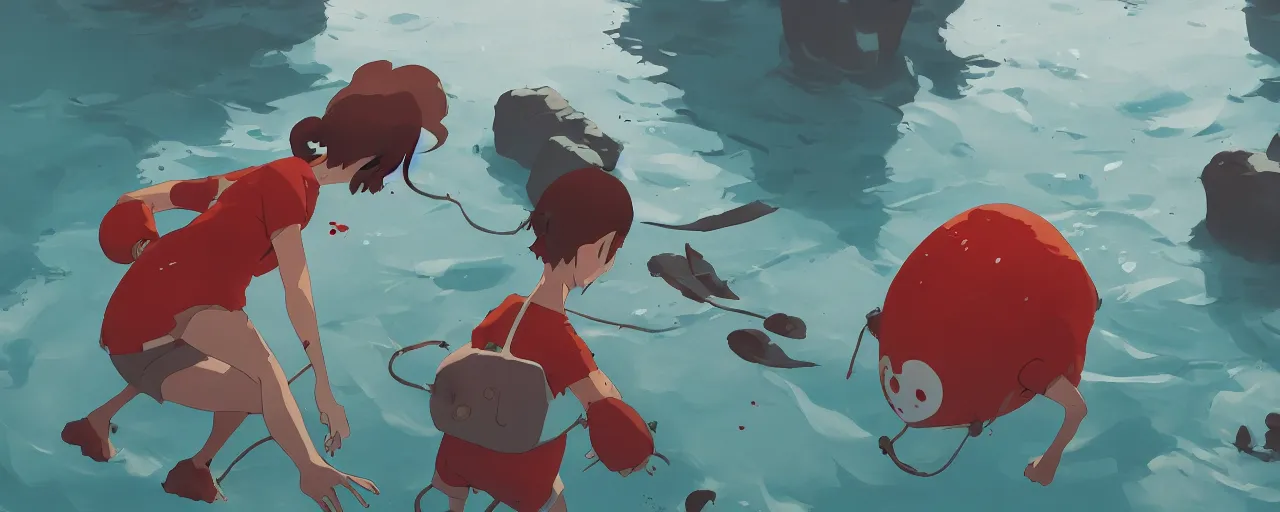 Image similar to piranhas attacking, blood in the water, atey ghailan, goro fujita, studio ghibli, rim light, terrifying, dark lighting, clear focus, very coherent