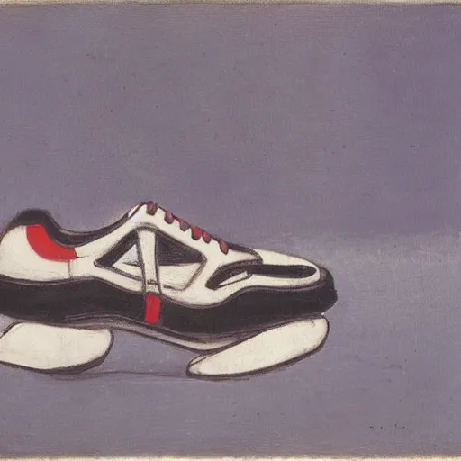 Prompt: a pair of running shoes by Piet Mondrian