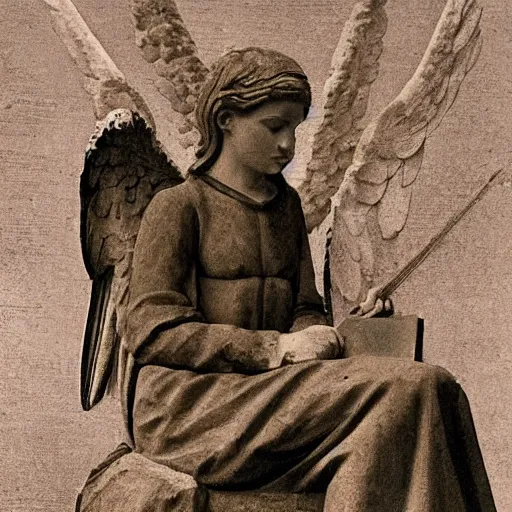 Prompt: photo of the angel of history taking a designated work break