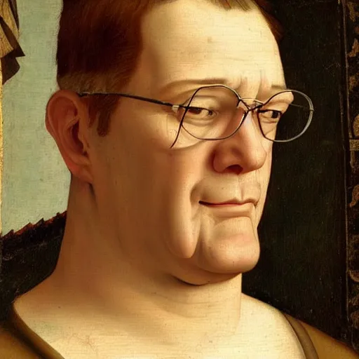 Image similar to A 15th century medieval renaissance oil painting of hank hill, grainy, realistic, very realistic, hyperrealistic, highly detailed, very detailed, extremely detailed, very neat, very epic, very cool, detailed, trending on artstation