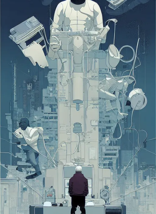 Image similar to poster artwork by Michael Whelan and Tomer Hanuka, of Delos Incorporated, clean