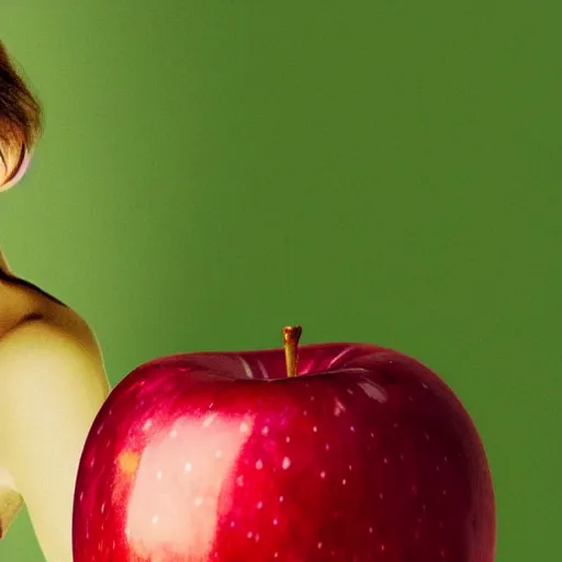 Prompt: an apple with the face of fiona apple