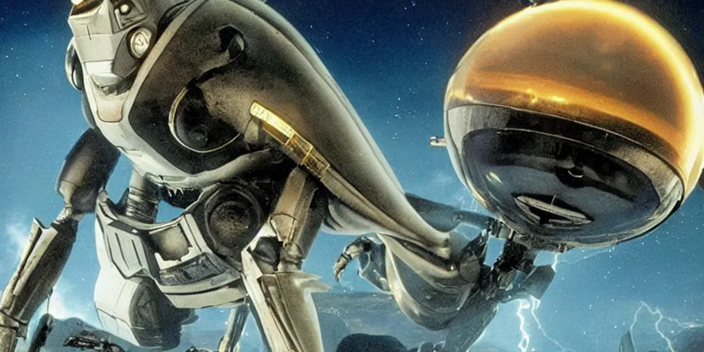 Image similar to lightning bug descendant 1 million in the future is a quadruped with big eyes. the bug wears a spacesuit, and explores the cosmos in a bug - shaped spaceship. science fiction blockbuster movie bugs save the planet or the bug from saturn, starship troopers ( 1 9 9 7 ), rogue one