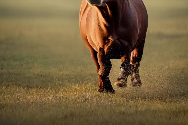 Image similar to a horse bull!!! hybrid! hyper realistic!! realistic lighting!! wildlife photographer of the year!!! bold natural colors, national geographic, hd, wide angle, 8 k