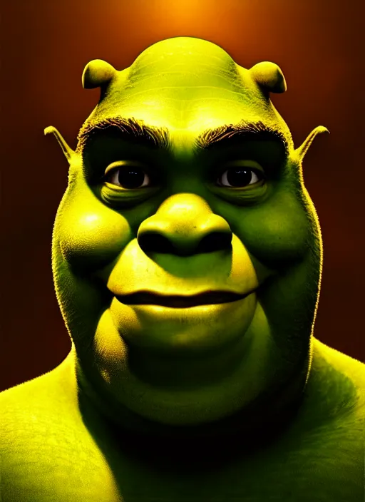 Image similar to portrait of shrek, intricate, elegant, glowing lights, highly detailed, digital painting, artstation, concept art, sharp focus, illustration, art by wlop, mars ravelo and greg rutkowski