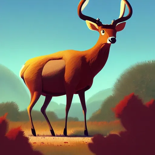 Image similar to goro fujita ilustration a majestic big and powerful deer by goro fujita, painting by goro fujita, sharp focus, highly detailed, artstation