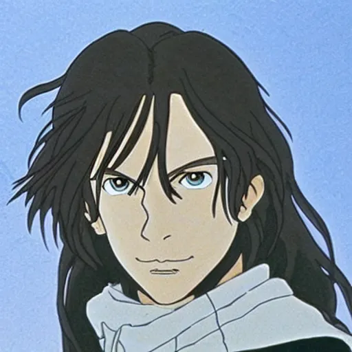 Image similar to aragorn from the anime lord of the rings (1986), looking serious, some beard, studio ghibli, very detailed, realistic