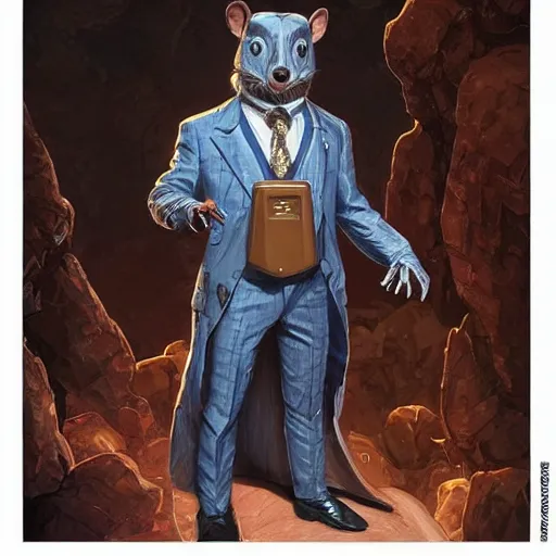 Prompt: “a humanoid ratman wearing a cheap salesman suit with lots of pockets, tons of pockets, D&D, fantasy, intricate, cinematic lighting, highly detailed, digital painting, artstation, concept art, smooth, sharp focus, illustration, art by Artgerm and Greg Rutkowski and Alphonse Mucha”