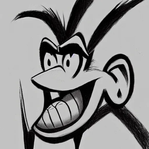 Image similar to milt kahl sketch of crash bandicoot