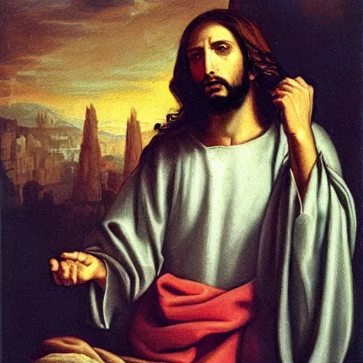 Image similar to Jesus Laments, painted by Carvaggio