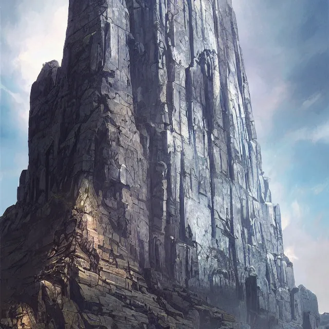 Prompt: a painting of a gigantic ancient monolith, by brian sum and stephan martiniere