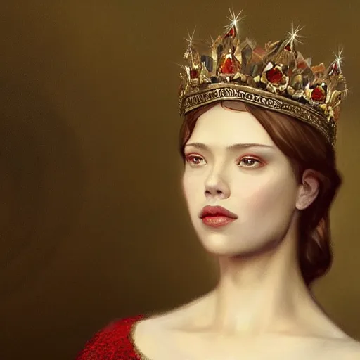 Image similar to renaissance painting scarlett johannson wearing a crown, detailed, artstation, trending, detailed