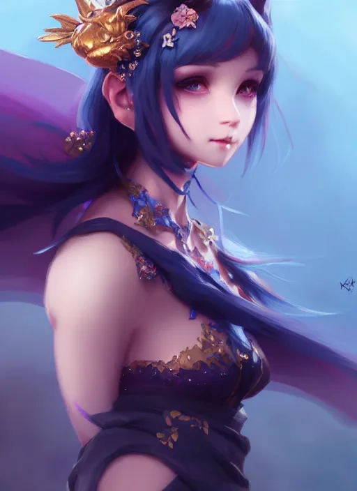 Image similar to cute little dragon flowers, blue black pink, gold, diamonds, highly detailed, artgerm, cushart krenz, artstation, soft light, sharp focus, illustration, character design, concept art