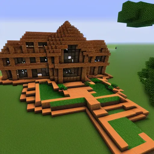 Image similar to minecraft mansion made of flesh