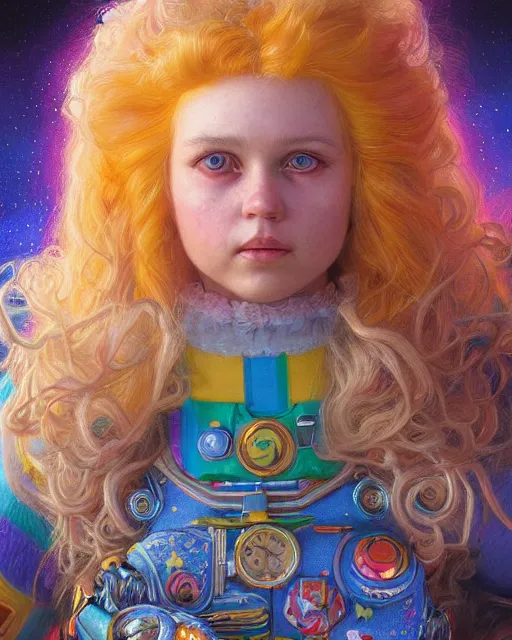 Image similar to rainbow brite portrait | highly detailed | very intricate | symmetrical | whimsical and magical | soft cinematic lighting | award - winning | closeup portrait | doll | painted by donato giancola and mandy jurgens and ross tran | pastel color palette | featured on artstation