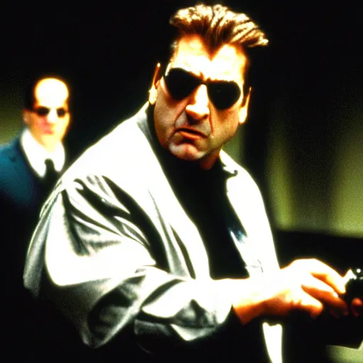 Image similar to john goodman as neo in the matrix