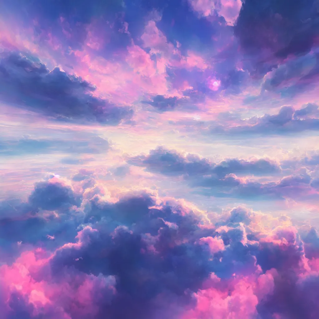 Prompt: sunrise sky over the cloud layer, blue and pink accents, matte bright highly detailed, epic, 3D render, digital art, artstation, 8K artistic photography, photo-realistic, by Hiroya Oku, Jenny Seville, Salvador Dali, Francis Bacon, WLOP