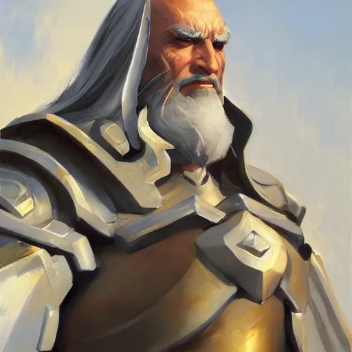 Image similar to greg manchess portrait painting of partially armored saruman as overwatch character, medium shot, asymmetrical, profile picture, organic painting, sunny day, matte painting, bold shapes, hard edges, street art, trending on artstation, by huang guangjian and gil elvgren and sachin teng