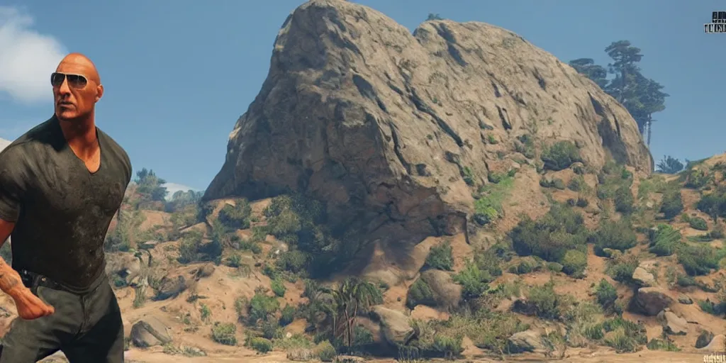 Prompt: the rock, gta 5 loading screen