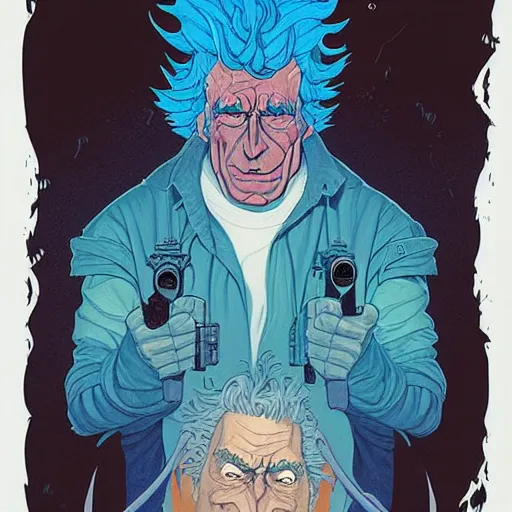 Image similar to total recall rick sanchez portrait by charles vess and james jean and erik jones and rhads, inspired by fly, beautiful fine face features, intricate high details, sharp, ultradetailed