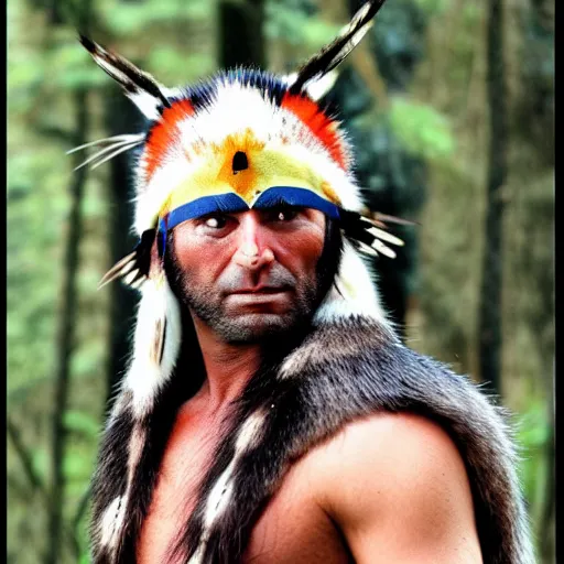 Prompt: native american wolverine