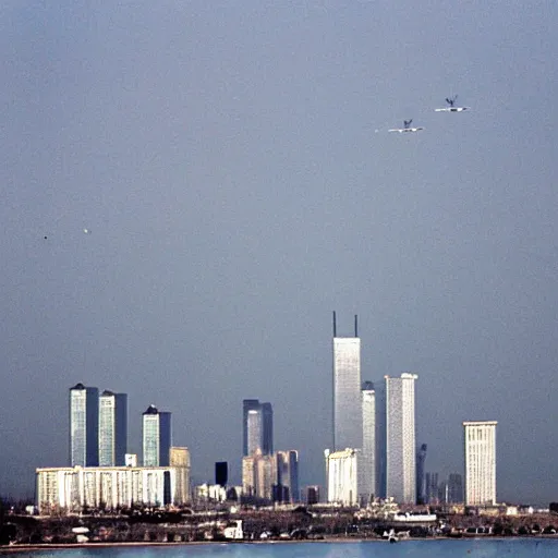 Prompt: twin towers hit by planes