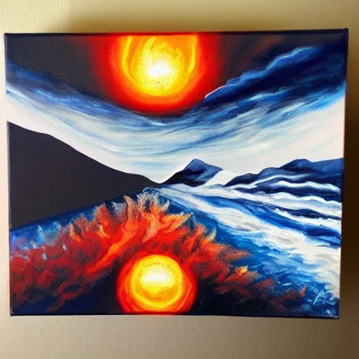 Prompt: nuclear explosion acrylic painting