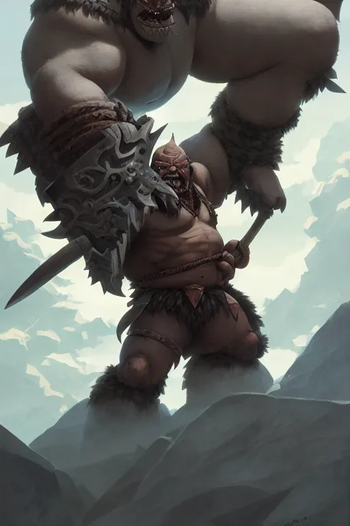 Image similar to orc barbarian wearing leather armor, full body shot, exquisite details, earth magic, mid view, design on a white background, by studio muti, greg rutkowski, makoto shinkai, takashi takeuchi, studio ghibli