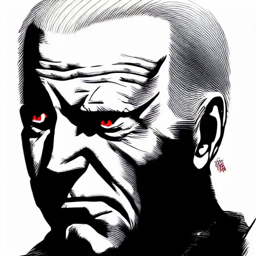 Image similar to Joe Biden looking sinister, by Tsutomu Nihei, highly detailed