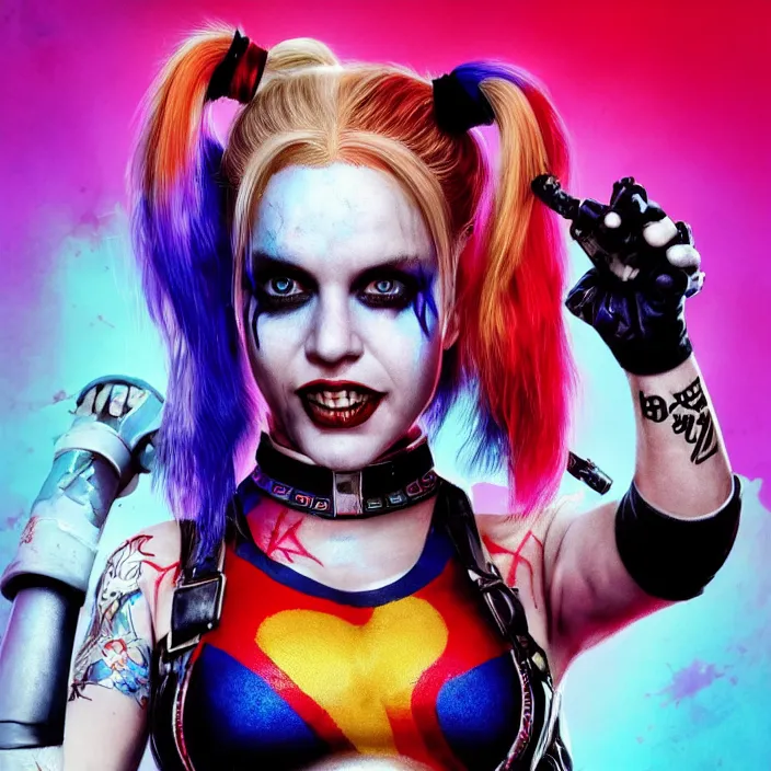 Image similar to portrait of Baby Spice as a harley quinn in Suicide Squad. intricate artwork, wlop, beeple. octane render, trending on artstation, greg rutkowski very coherent symmetrical artwork. cinematic, hyper realism, high detail, octane render, 8k
