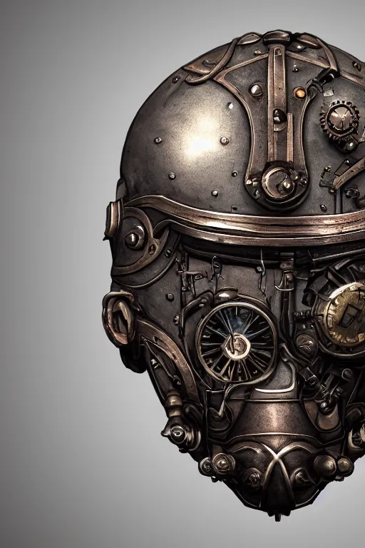 Image similar to steampunk helmet fantasy art mask robot ninja stylized digital illustration sharp focus, elegant intricate digital painting artstation concept art global illumination ray tracing advanced technology chaykin howard and campionpascale and cooke darwyn and davis jack