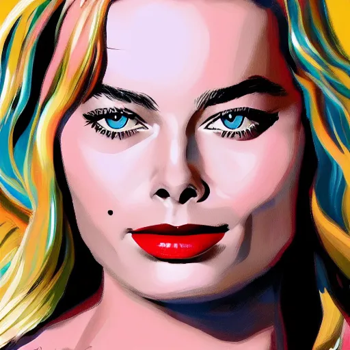 Image similar to !dream Margot robbie, Illustration, Acrylic Paint, 4k